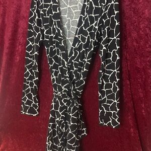 Elegant Black and White Women's wrap around dress